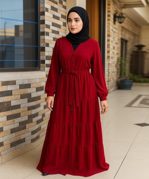 3 Layer Front open Deep Crimson Red