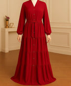3 Layer Front open Deep Crimson Red