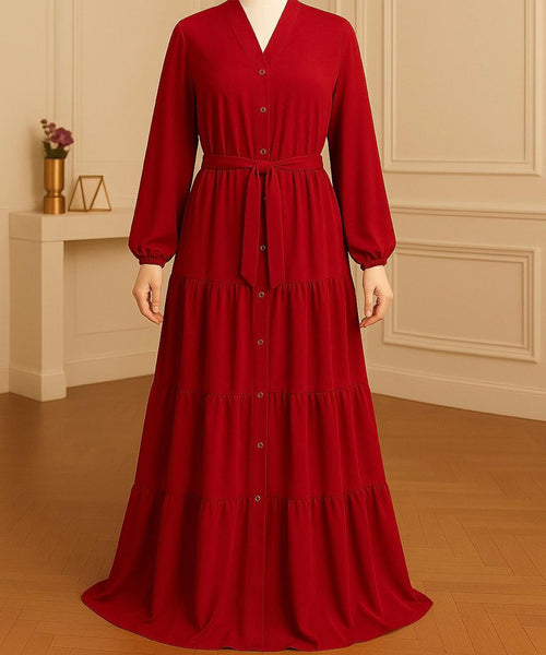 3 Layer Front open Deep Crimson Red