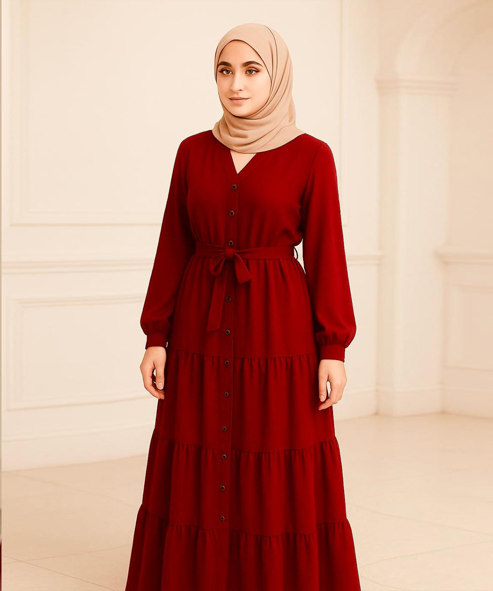 3 Layer Front open Deep Crimson Red