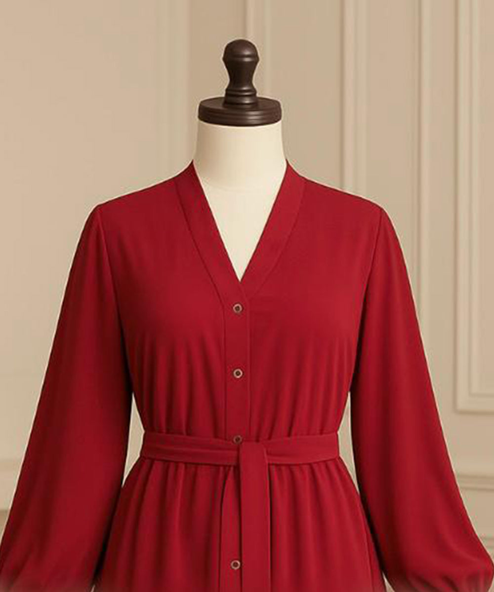 3 Layer Front open Deep Crimson Red