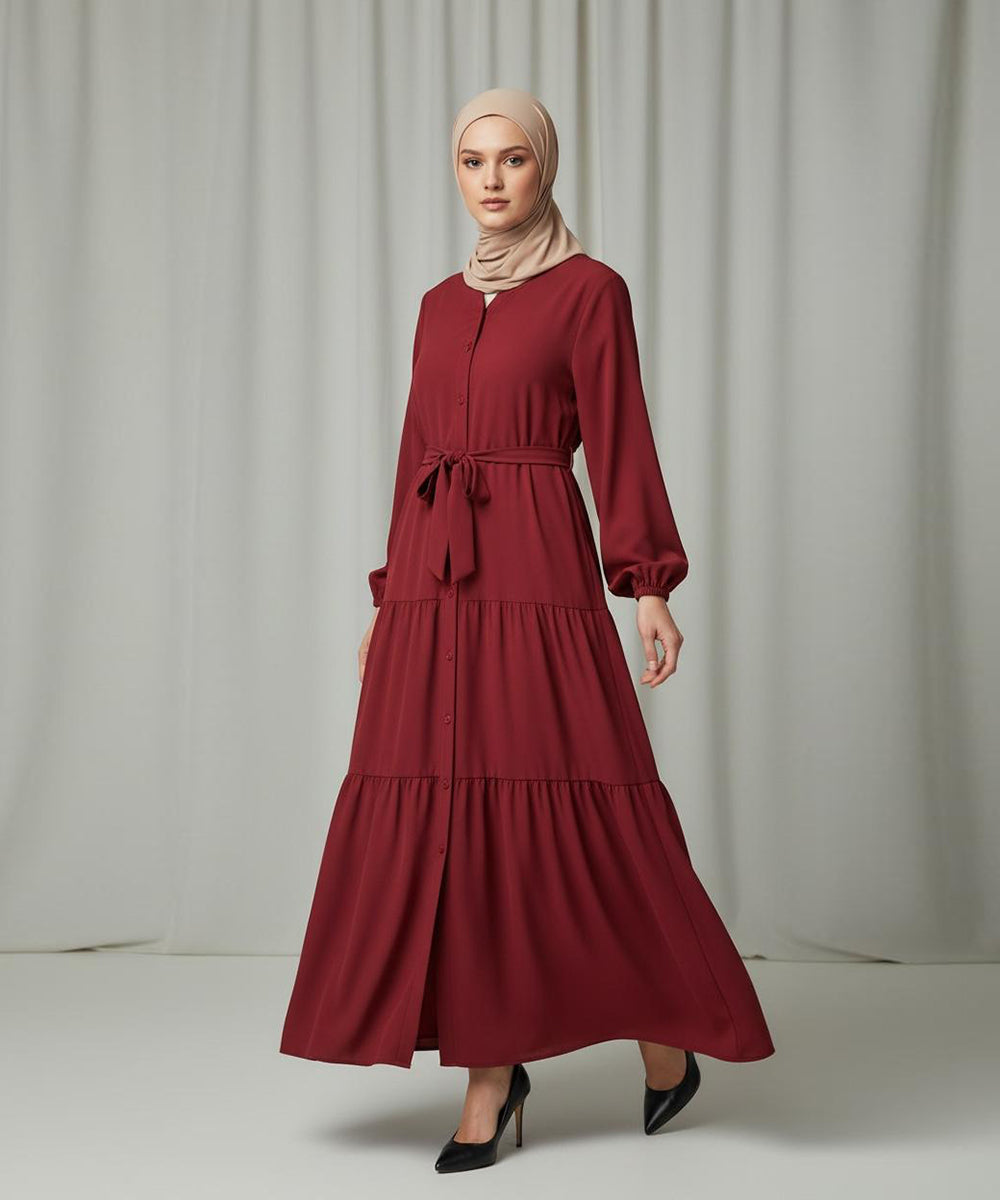 3 Layer Front open Deep Yellow and Crimson Red