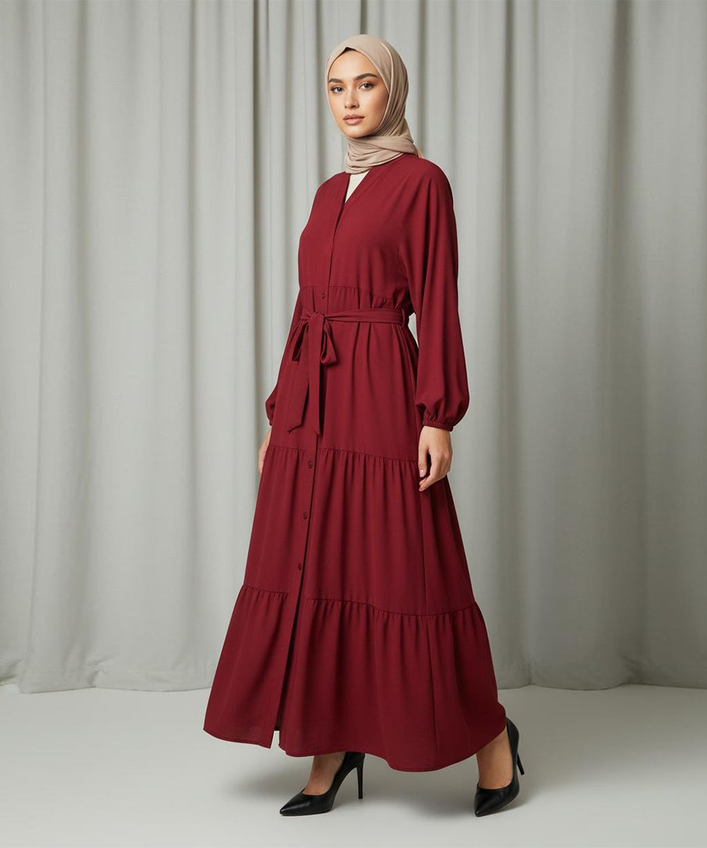 3 Layer Front open Deep Yellow and Crimson Red