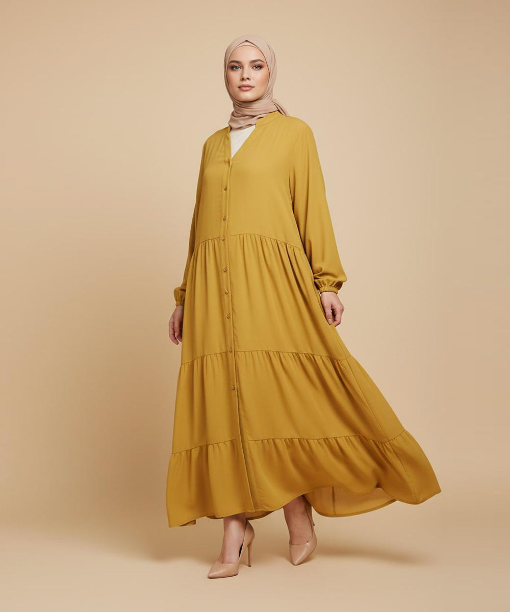 3 Layer Front open Deep Yellow and Crimson Red