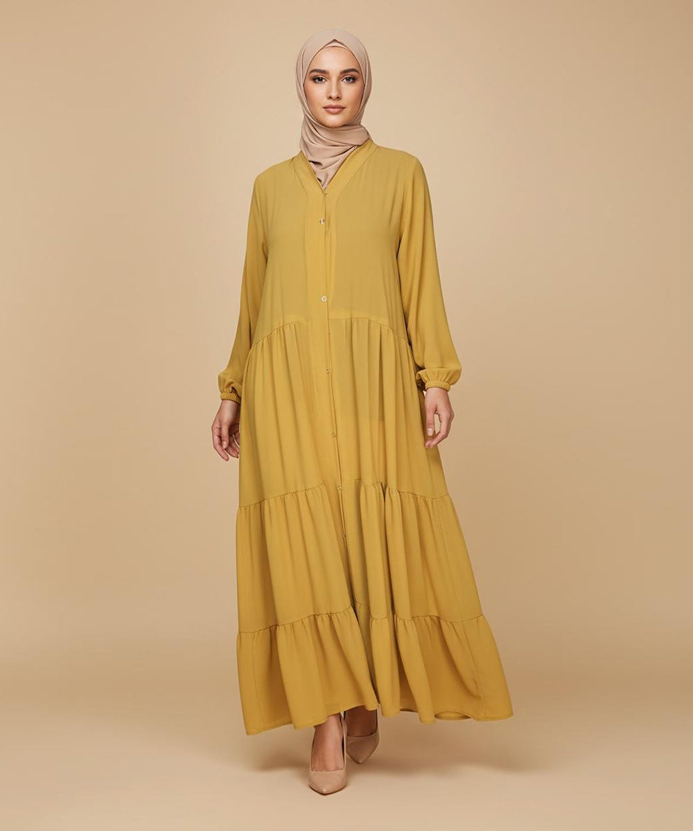 3 Layer Front open Deep Yellow and Crimson Red