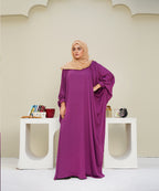 A Cut Elegant Abaya Purple Shade Neutral & Versatile With Hijab