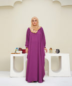 A Cut Elegant Abaya Purple Shade Neutral & Versatile With Hijab