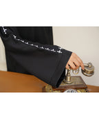 Classic Black Embroidered Abaya With Grey Hijab