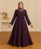 Dotted Abstract Pattern Abaya (V Shoulder Cut) Black