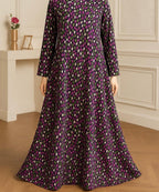 Dotted Abstract Pattern Abaya (V Shoulder Cut) Black