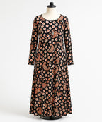 Double Layer Crepe Abaya (V Shoulder Cut) Black Floral Prints.
