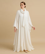 Double layer Abaya With Hijab Elegant Beige