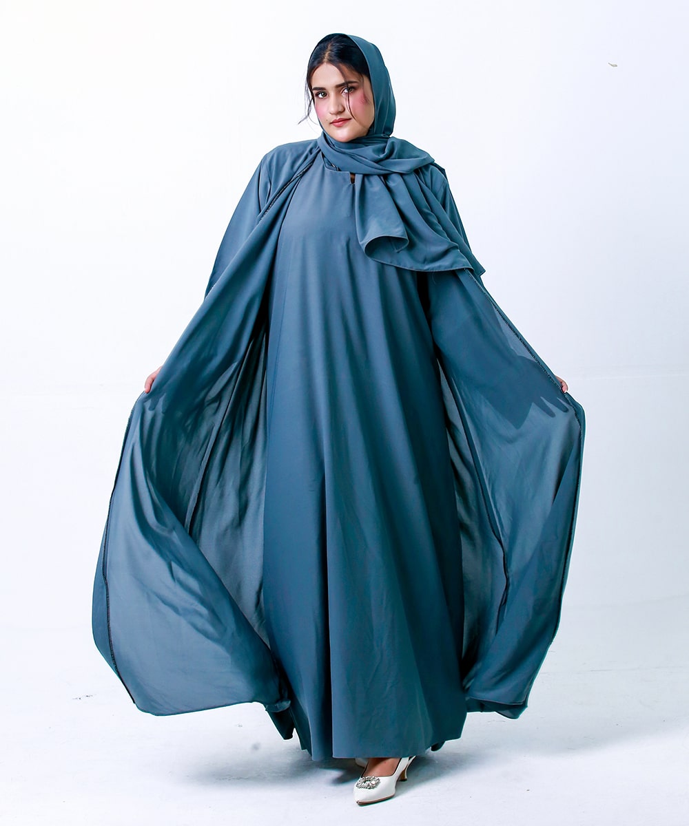 Simple Open Abaya Grey