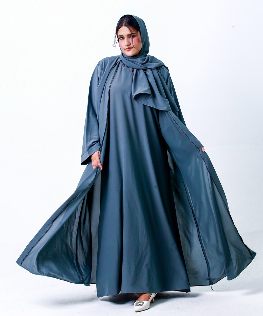 Simple Open Abaya Grey