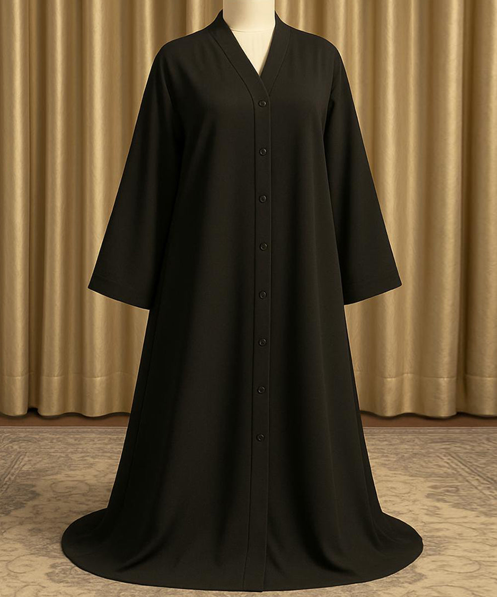 Elegant Black Front Open Abaya
