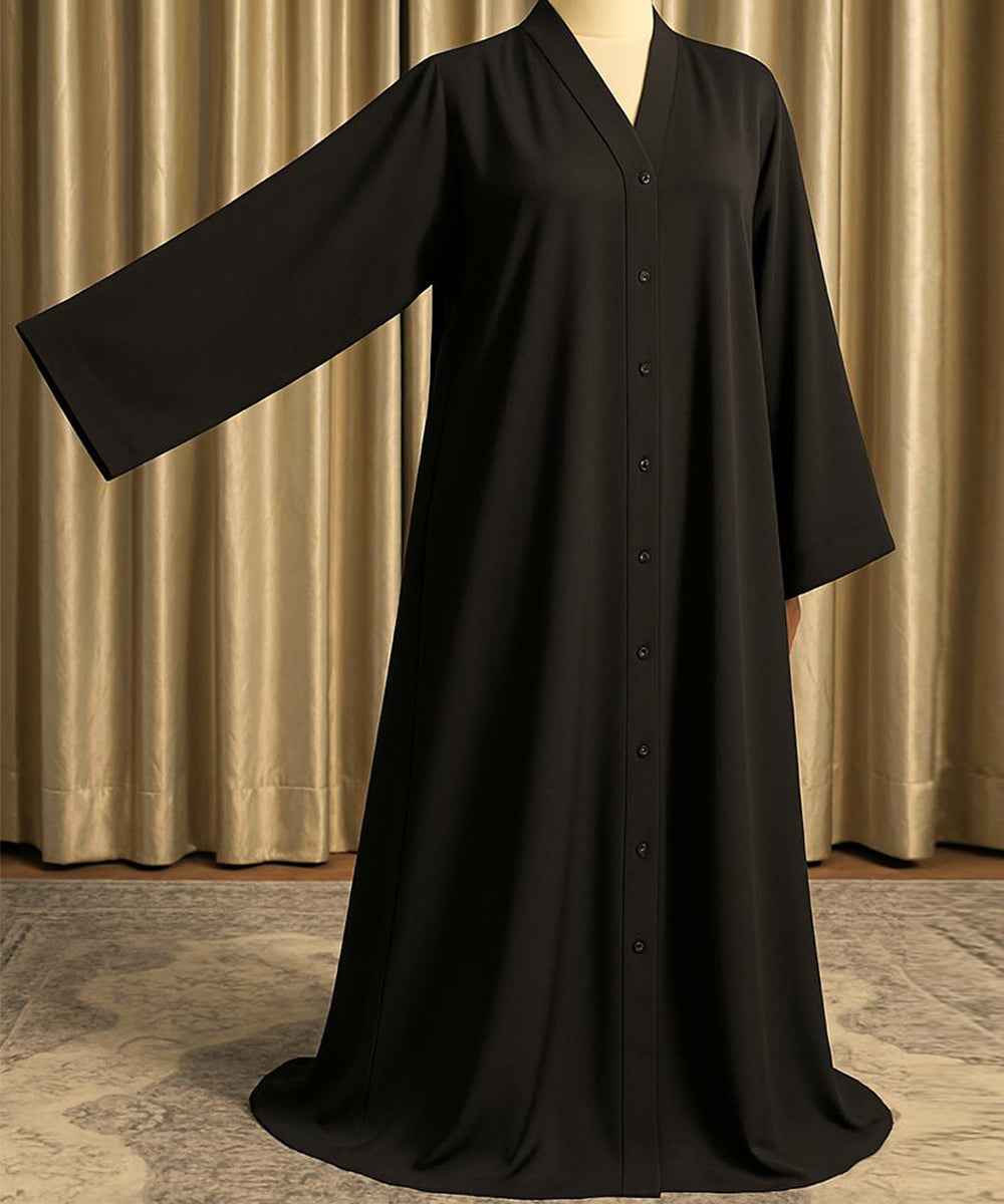 Elegant Black Front Open Abaya