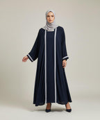 Elegant Flow Classic Navy Blue Abaya With Hijab