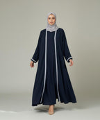 Elegant Flow Classic Navy Blue Abaya With Hijab