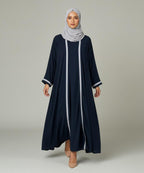 Elegant Flow Classic Navy Blue Abaya With Hijab