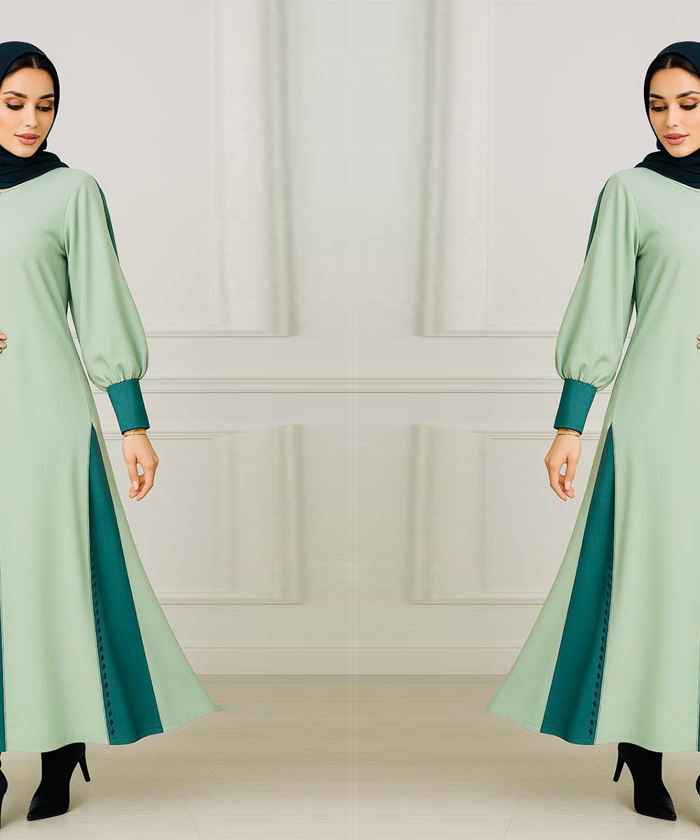 Elegant Double Tone Deep Teal Abaya With Hijab