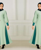 Elegant Double Tone Deep Teal Abaya With Hijab