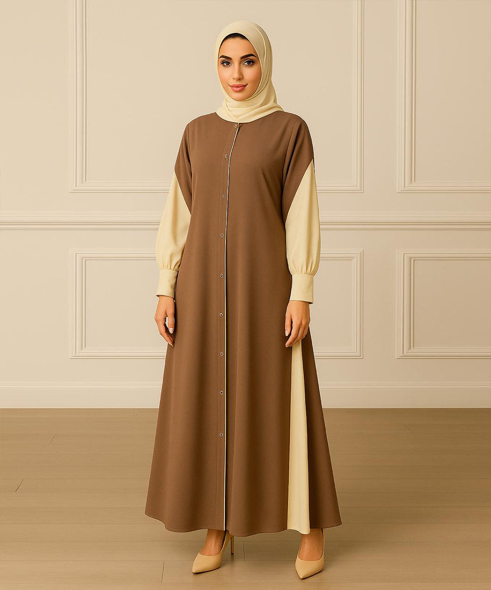 Elegant Double Tone Deep Teal Abaya With Hijab