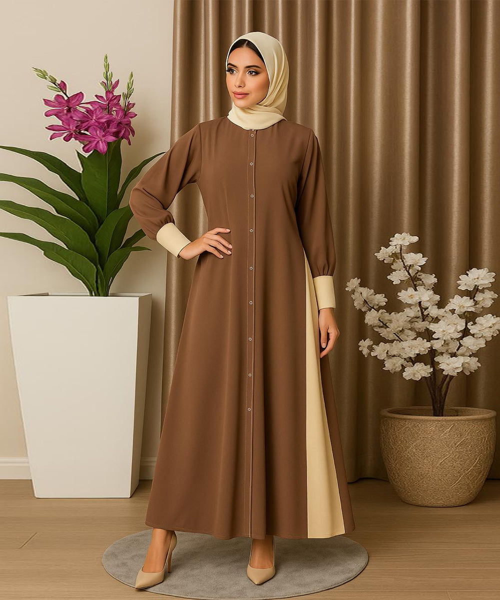 Elegant Double Tone Deep Teal Abaya With Hijab