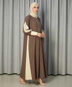 Elegant Double Tone Deep Teal Abaya With Hijab Brown