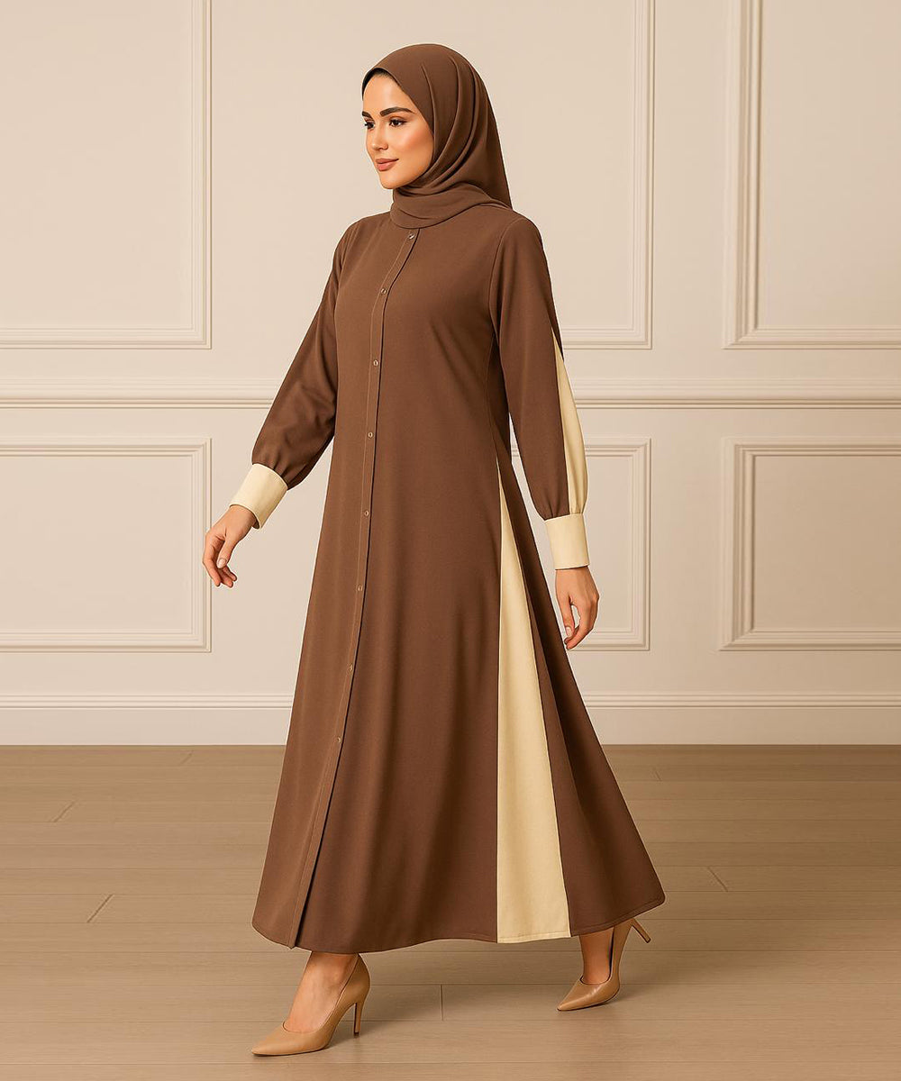 Elegant Double Tone Deep Teal Abaya With Hijab