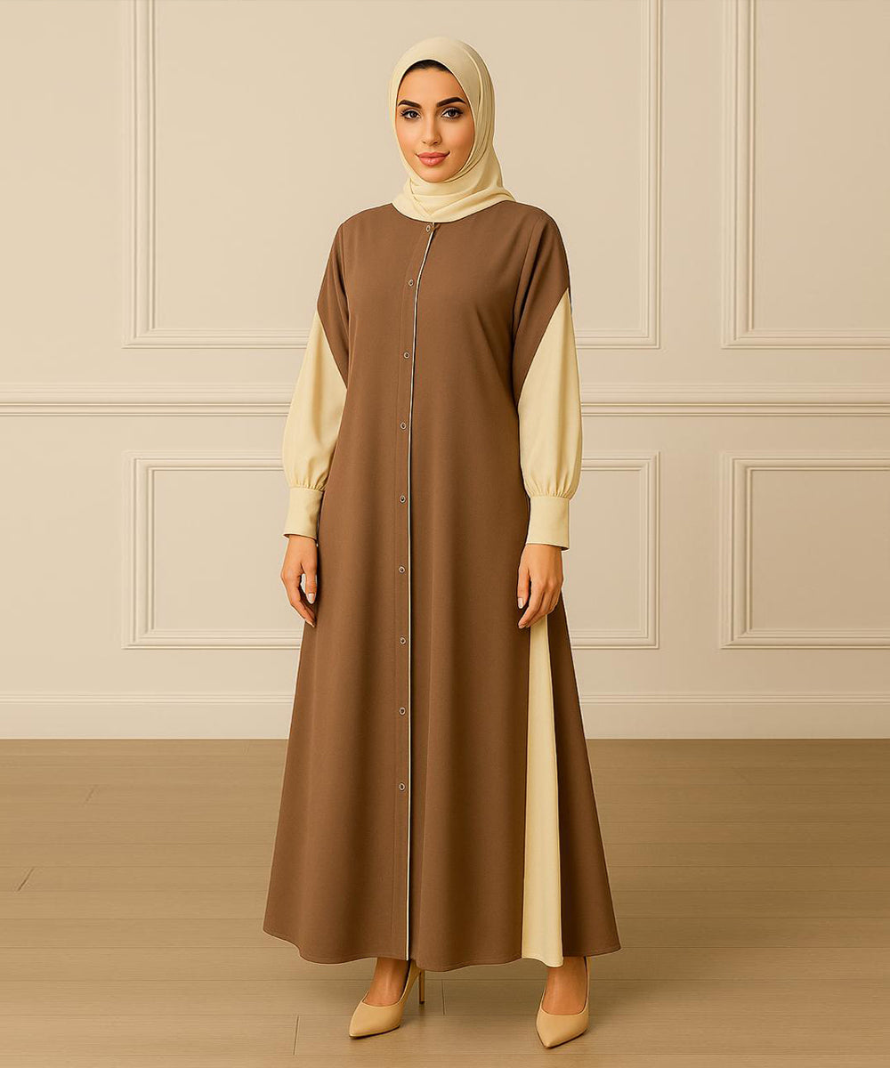 Elegant Double Tone Deep Teal Abaya With Hijab