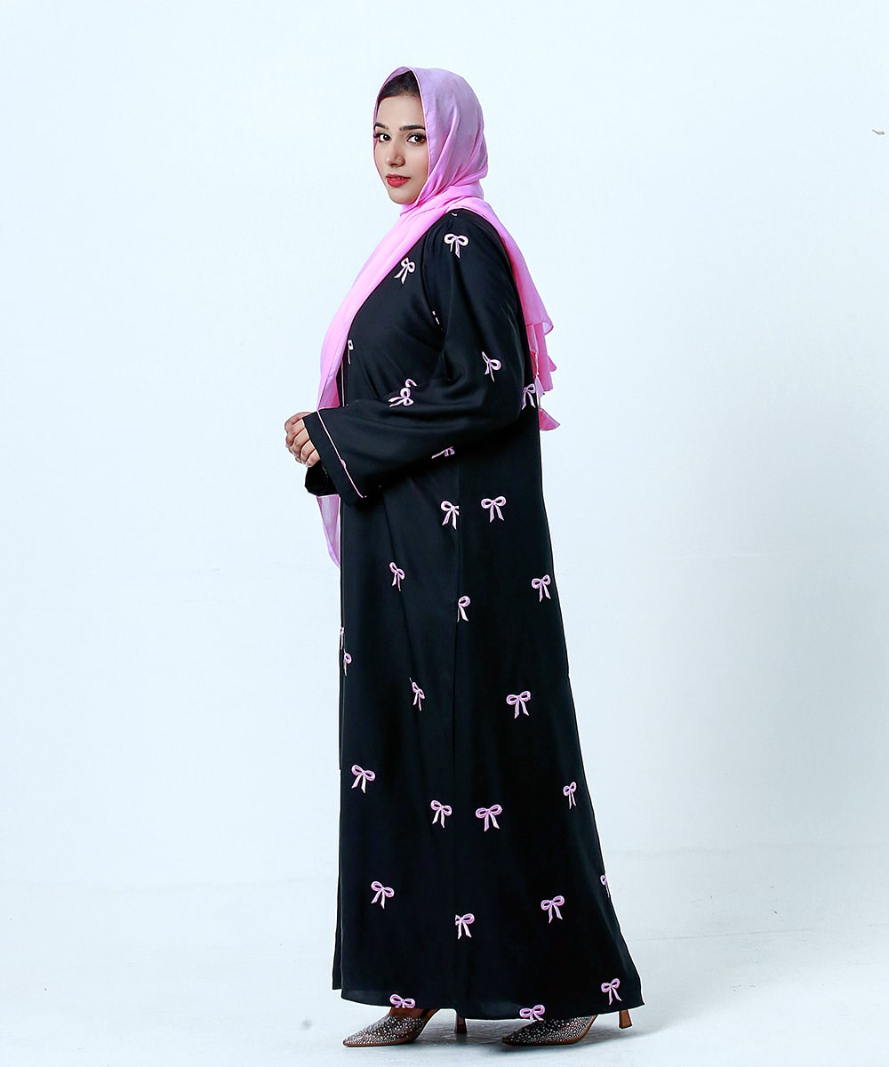 Embroidered Abaya Product Black & Pink