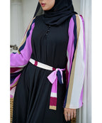 Flowy Elegant Cut Moderate Abaya Black With Hijab