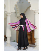 Flowy Elegant Cut Moderate Abaya Black With Hijab