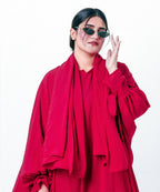 Flowy Farshi Cut Abaya With Stoler Crimson Red