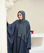 Flowy Farshi Cut Abaya Zinc With Hijab