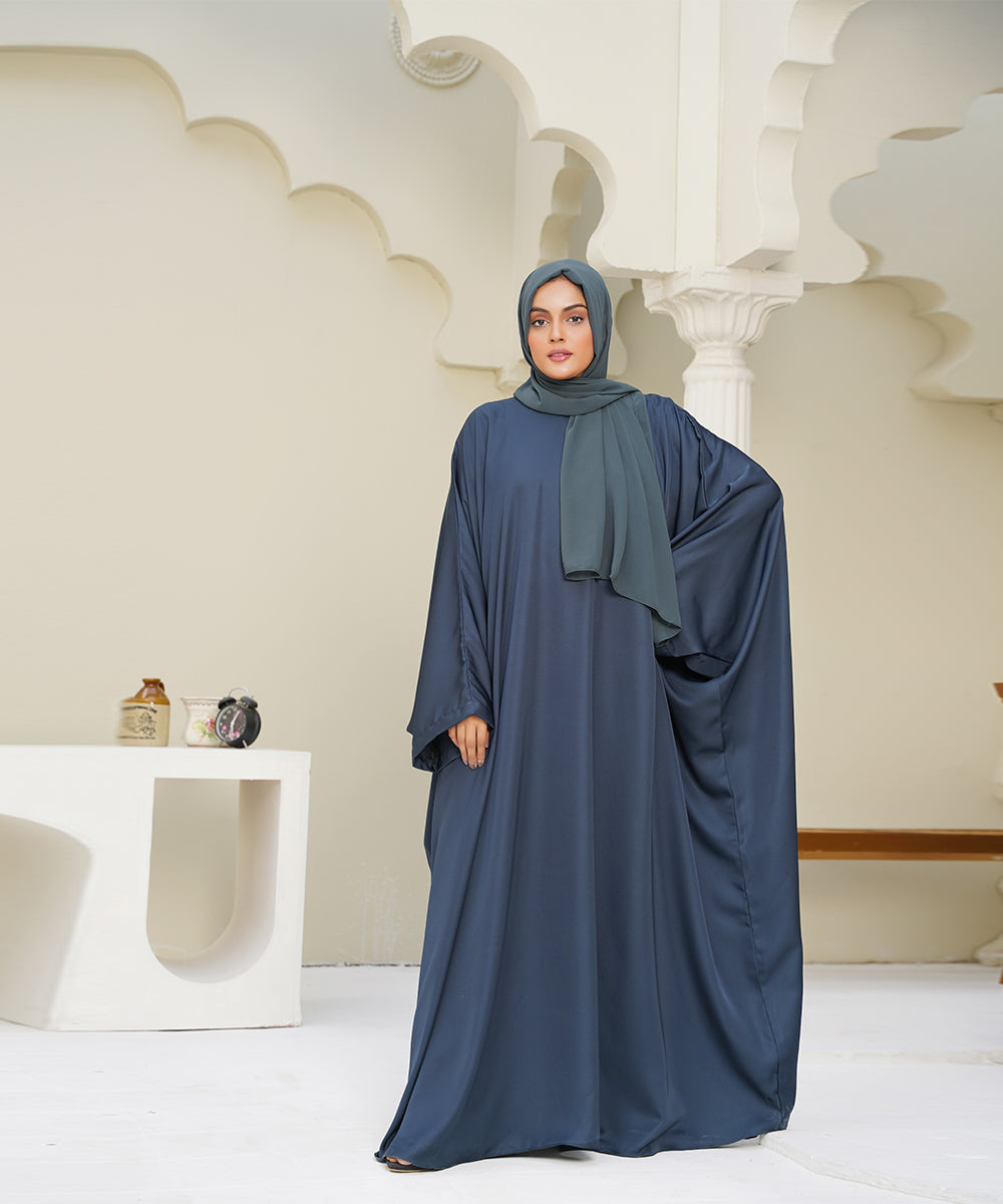 Flowy Farshi Cut Abaya Zinc With Hijab