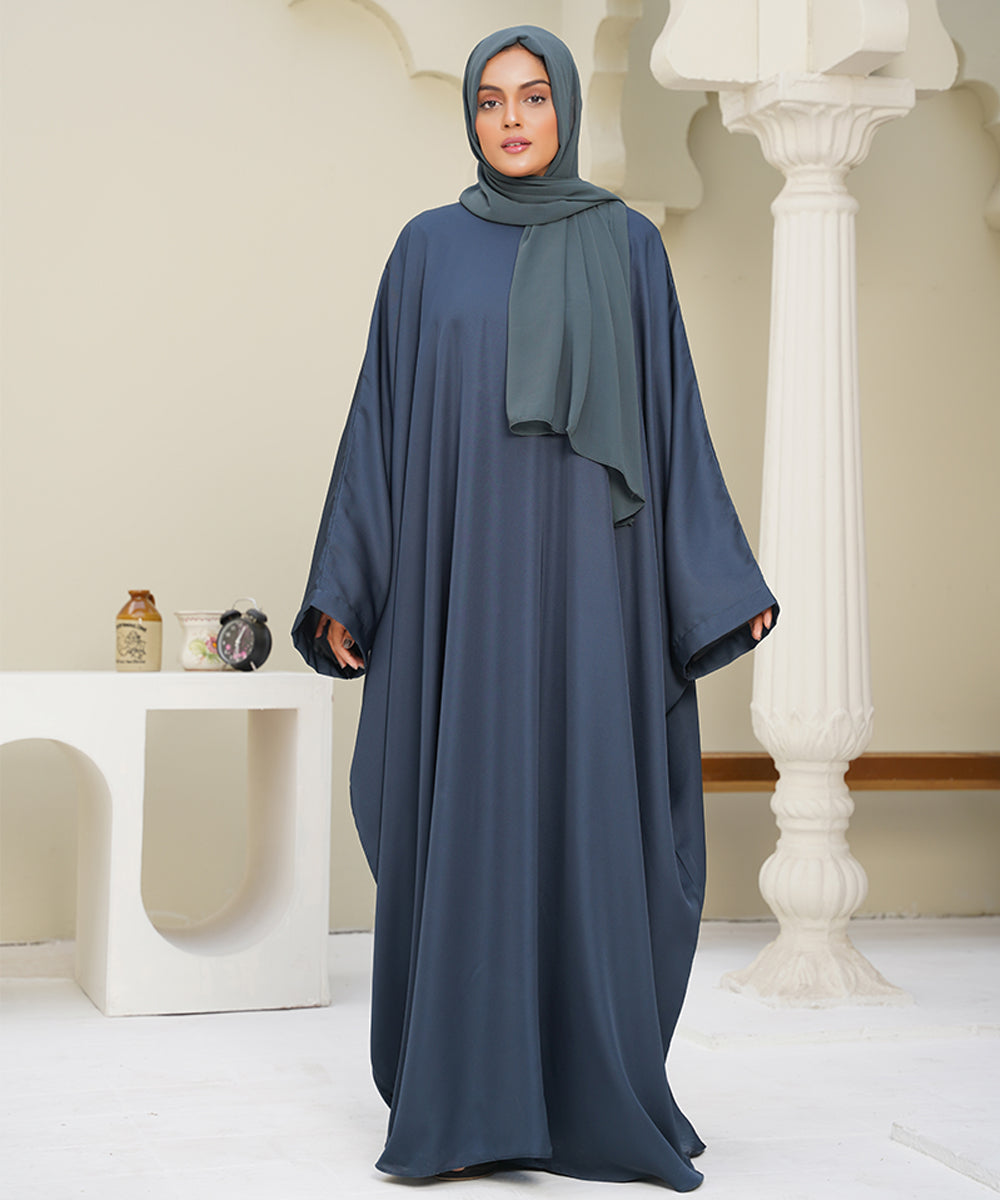 Flowy Farshi Cut Abaya Zinc With Hijab