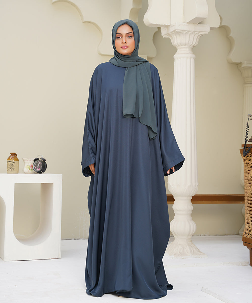 Flowy Farshi Cut Abaya Zinc With Hijab
