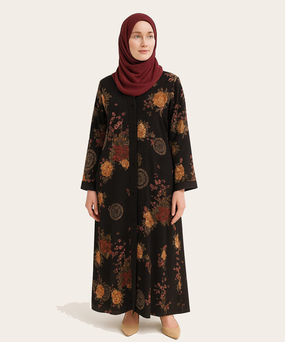 Front Open Abaya Black Original Base Not Maroon