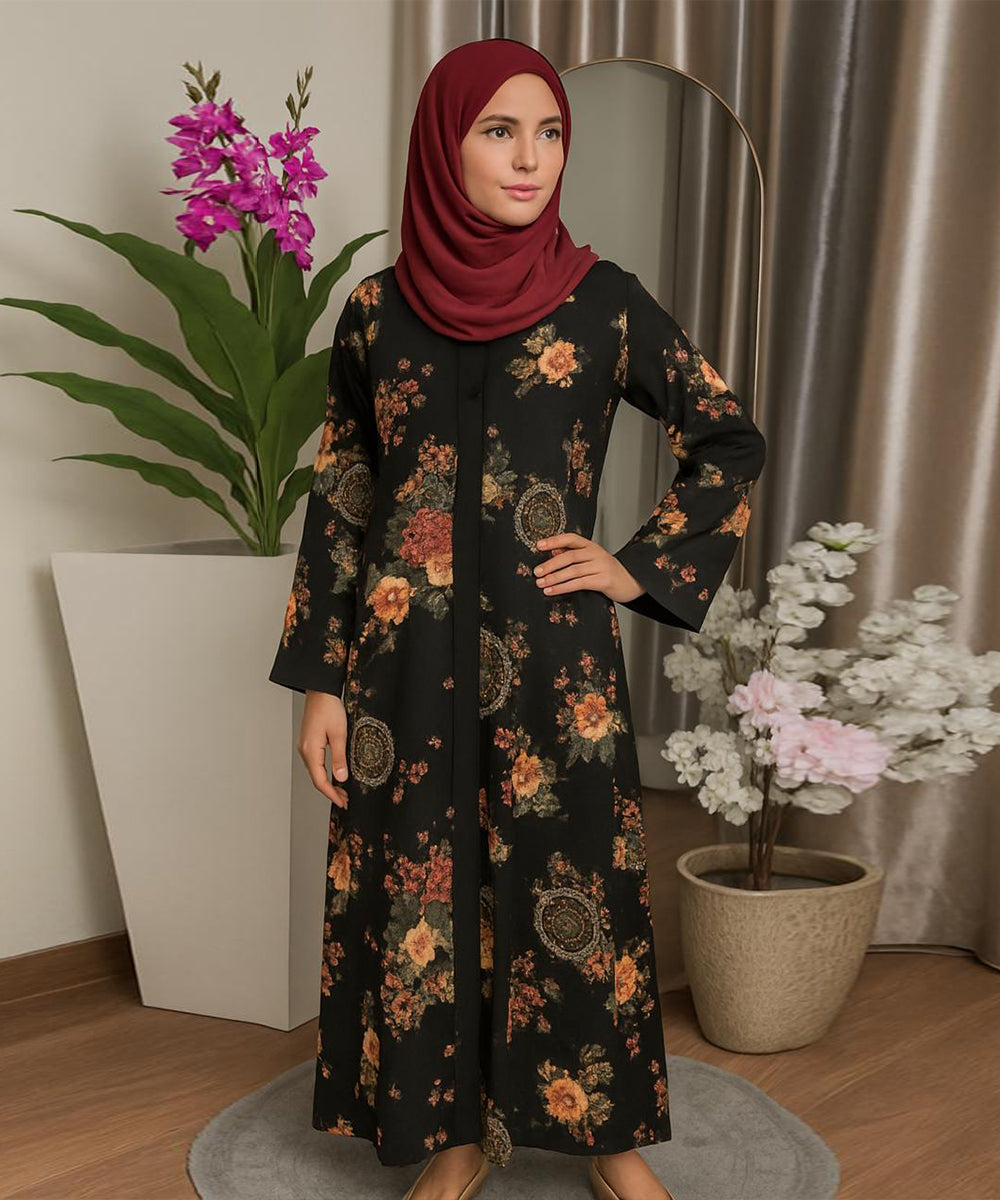 Front Open Abaya Black Original Base Not Maroon