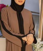 Front Open Button With Stoler, Black and Dust Brown