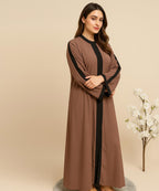 Front Open Button With Stoler, Black and Dust Brown