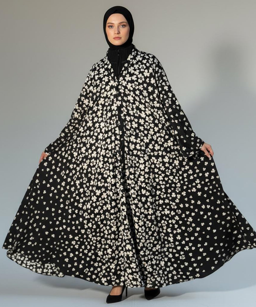 Front Open Full-length Abaya with Elegant Flare Abaya