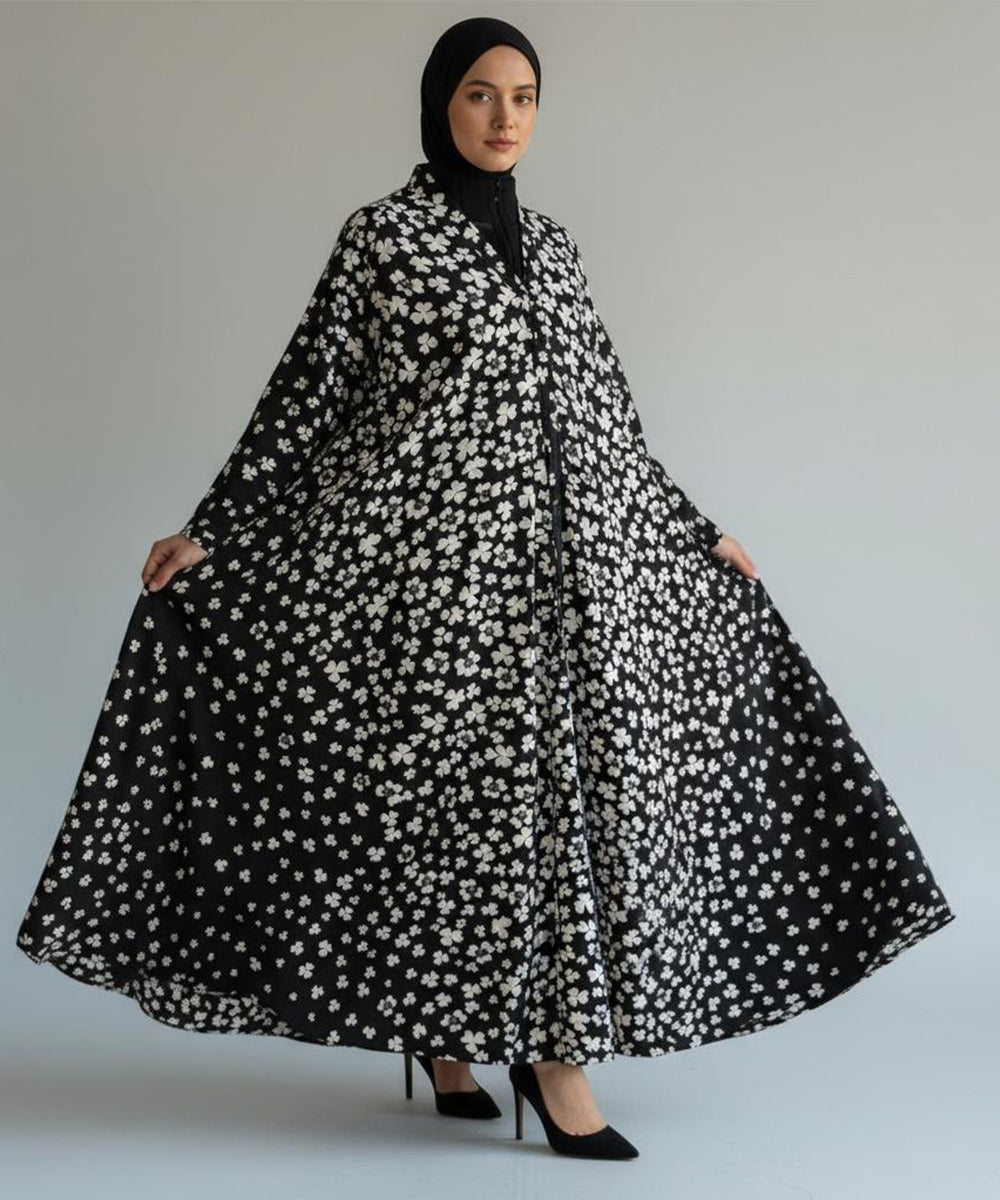 Front Open Full-length Abaya with Elegant Flare Abaya
