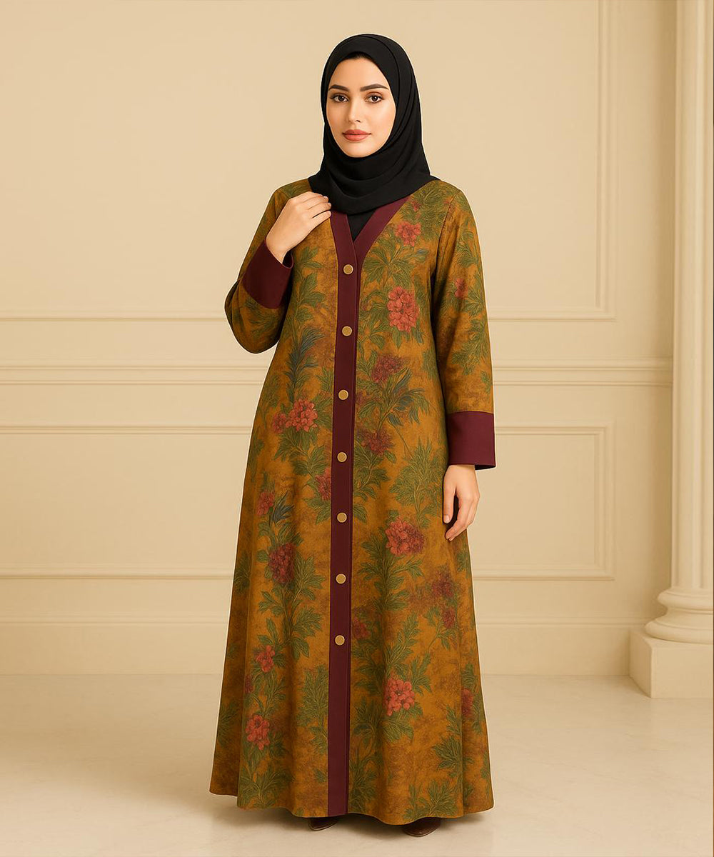 Front Open Printed Abaya
