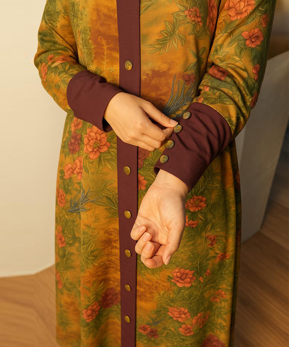 Front Open Printed Abaya