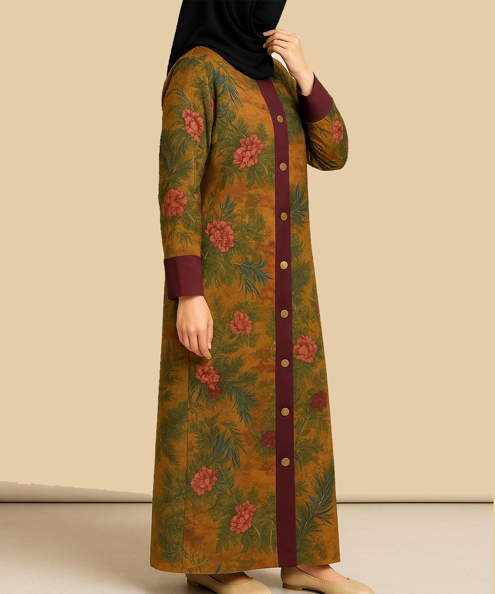 Front Open Printed Abaya