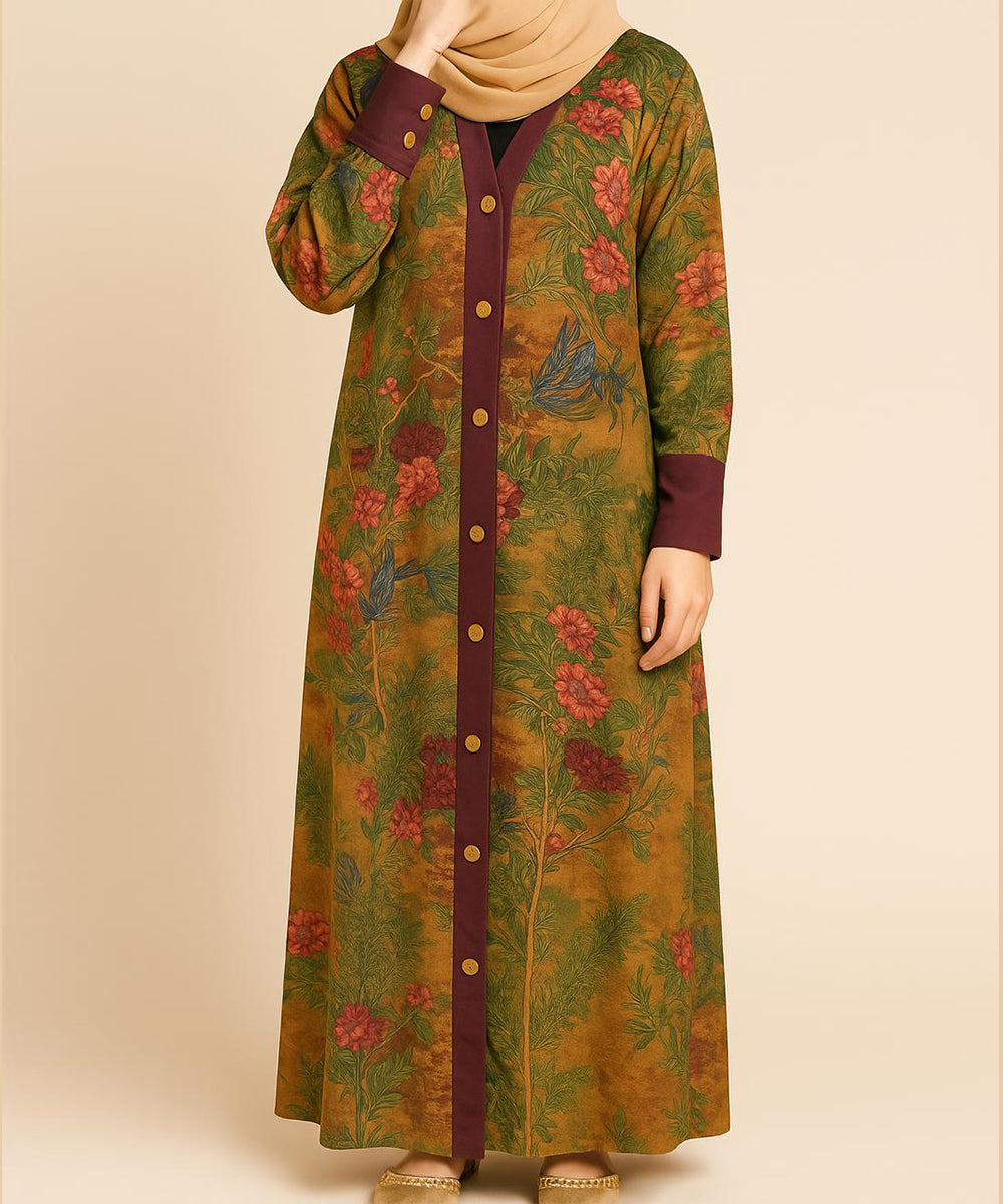 Front Open Printed Abaya