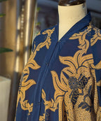 Front Open Umbrella Style Bold Navy & Golden Floral Prints