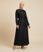 Jeans Stuff Front Button-Down Abaya with a Timeless Design